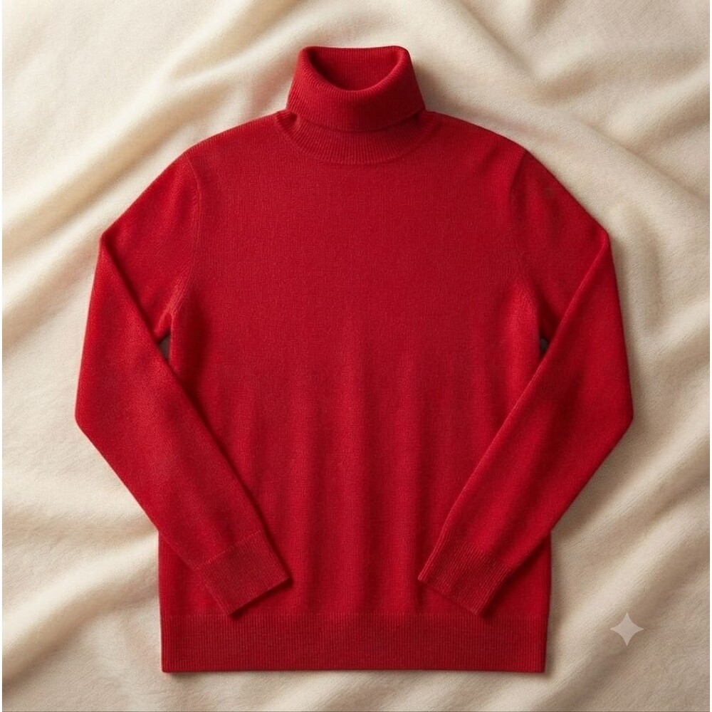 Vintage Lauren Ralph Lauren Red Ribbed Turtleneck Sweater Womens XL Cotton Japan